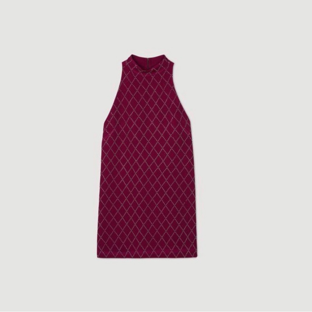 NEVER WORN Sandro Bijoux Embellished Minisdress - Bordeaux